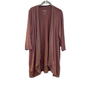Torrid Super Soft Knit Cardigan Soft Crochet Trim Women's 2X Mauve Rose Pink